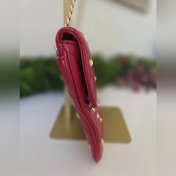 Michael Kors Sloan Quilted Leather Shoulder Bag- Red- Gold Chain Strap- Like New - Picture 10 of 16